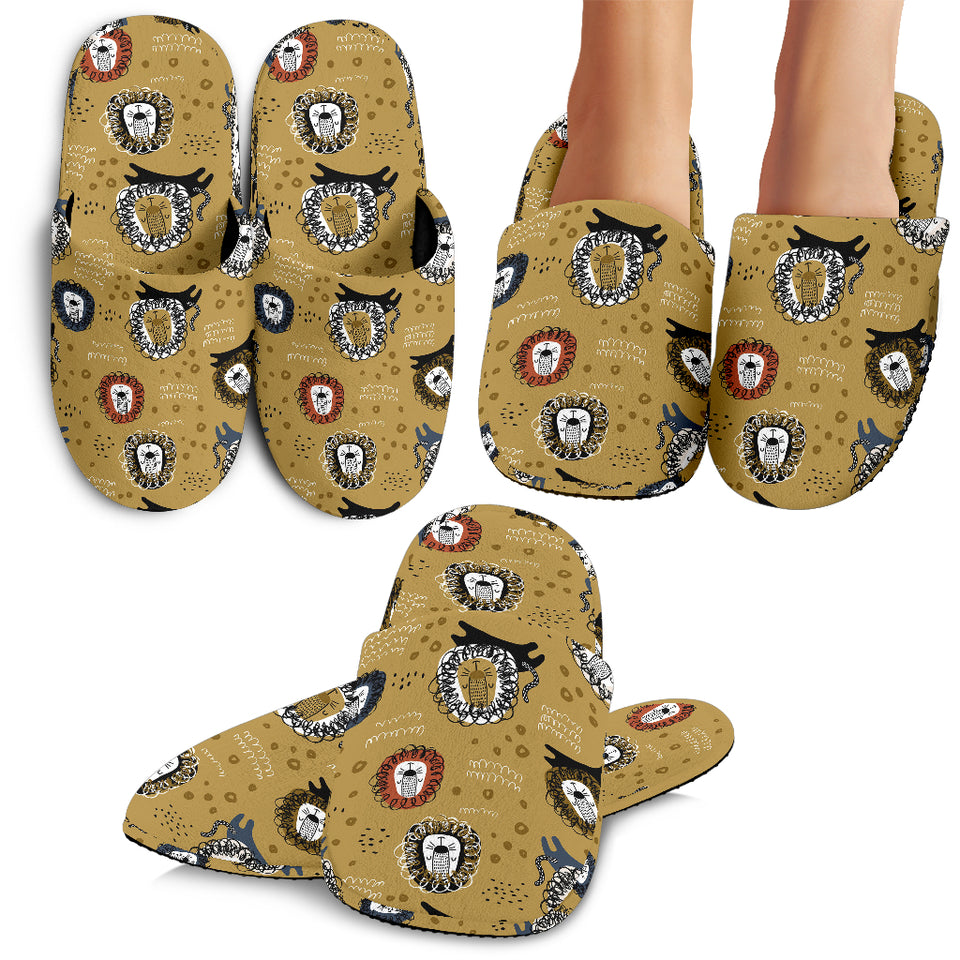 Lion Pattern Print Design 03 Slippers