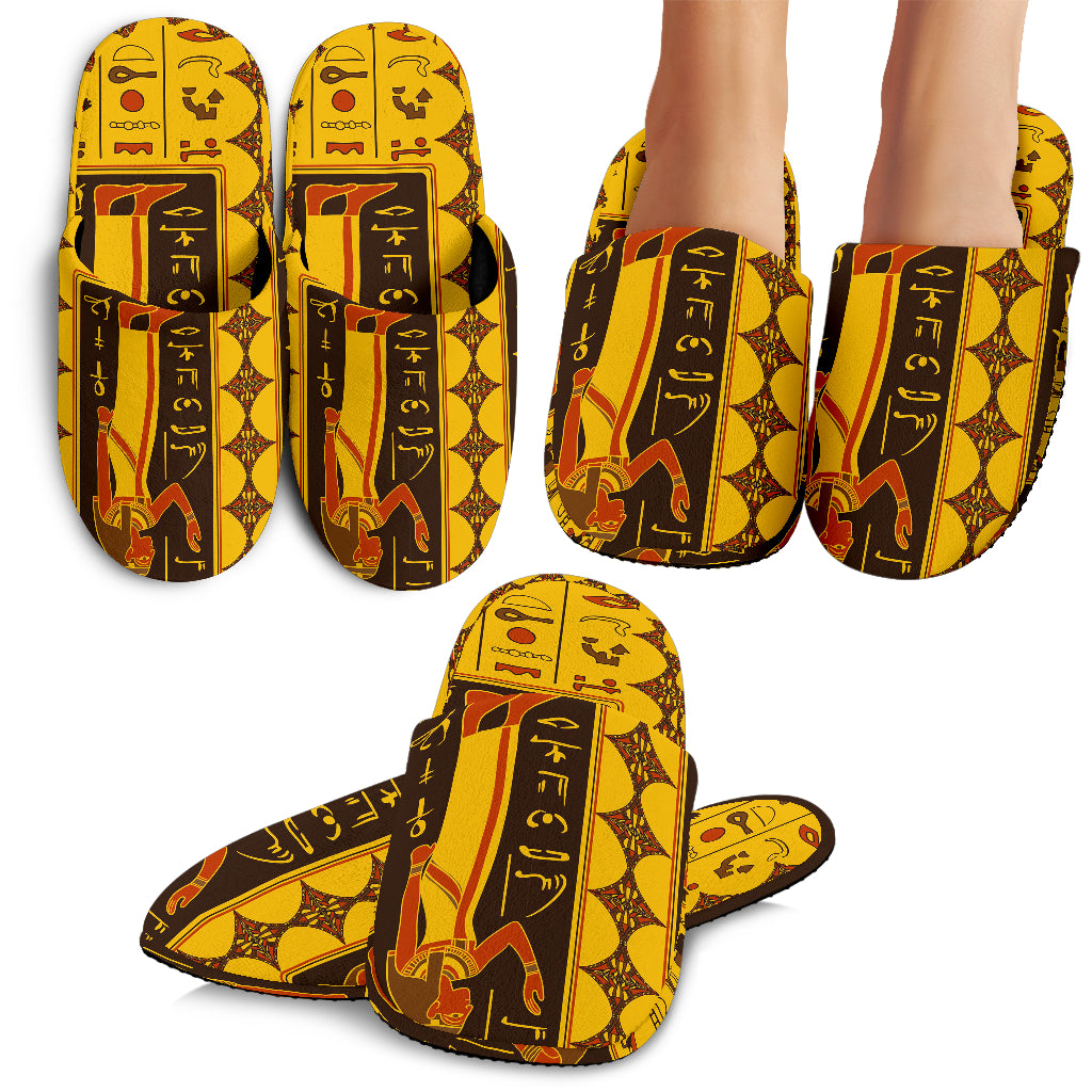 Egypt Hieroglyphics Pattern Print Design 01 Slippers