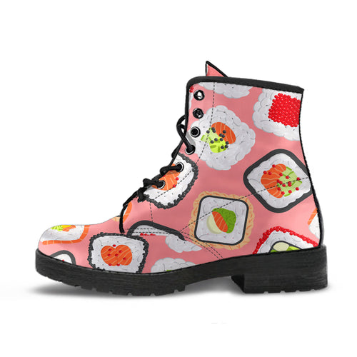 Sushi Roll Pattern Leather Boots