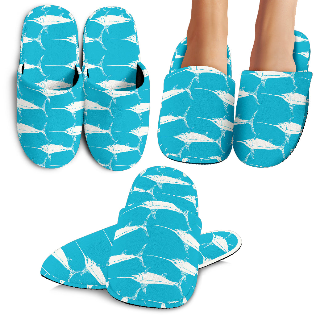 Swordfish Pattern Print Design 02 Slippers