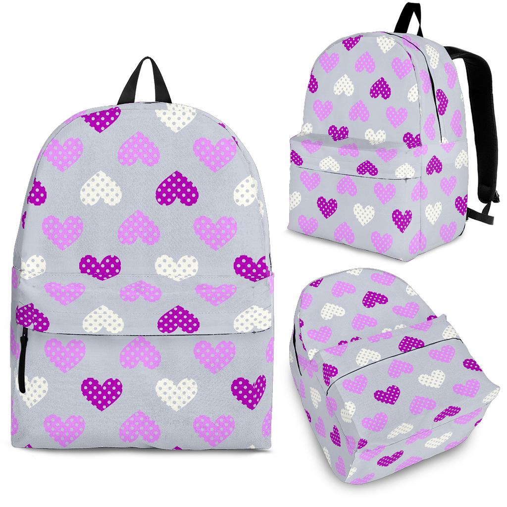 Heart Purple Pokka Dot Pattern Backpack