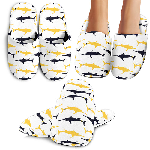 Swordfish Pattern Print Design 05 Slippers