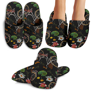 Bicycle Pattern Print Design 03 Slippers