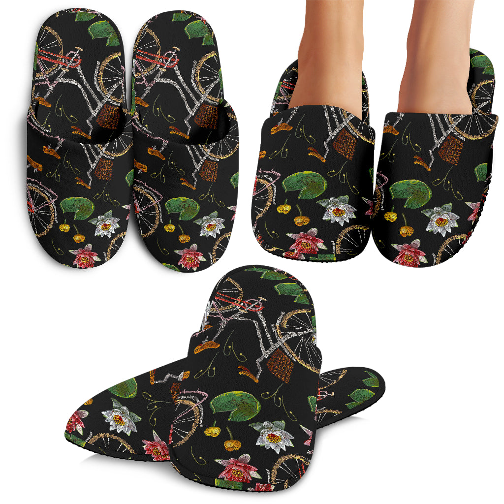 Bicycle Pattern Print Design 03 Slippers