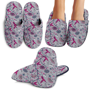 Hummingbird Pattern Print Design 04 Slippers