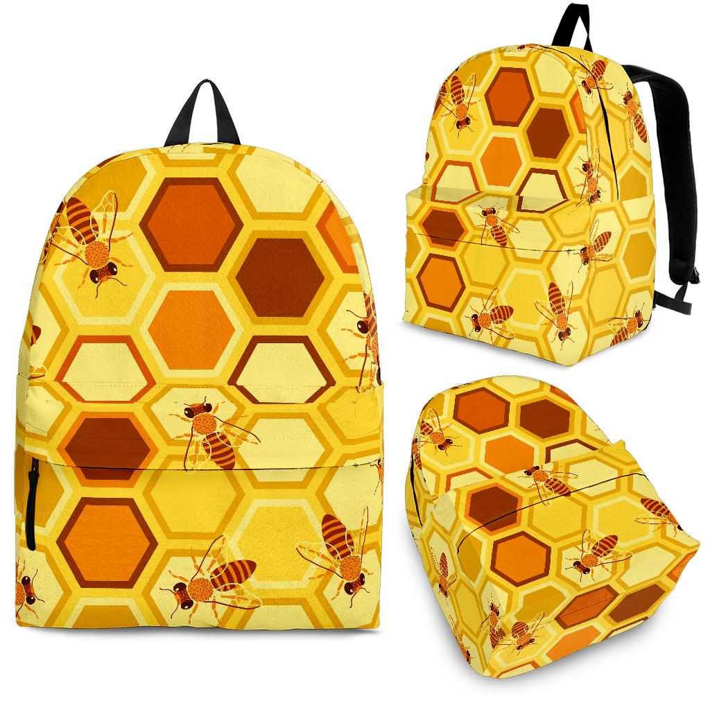 Bee and Honeycomb Pattern Backpack