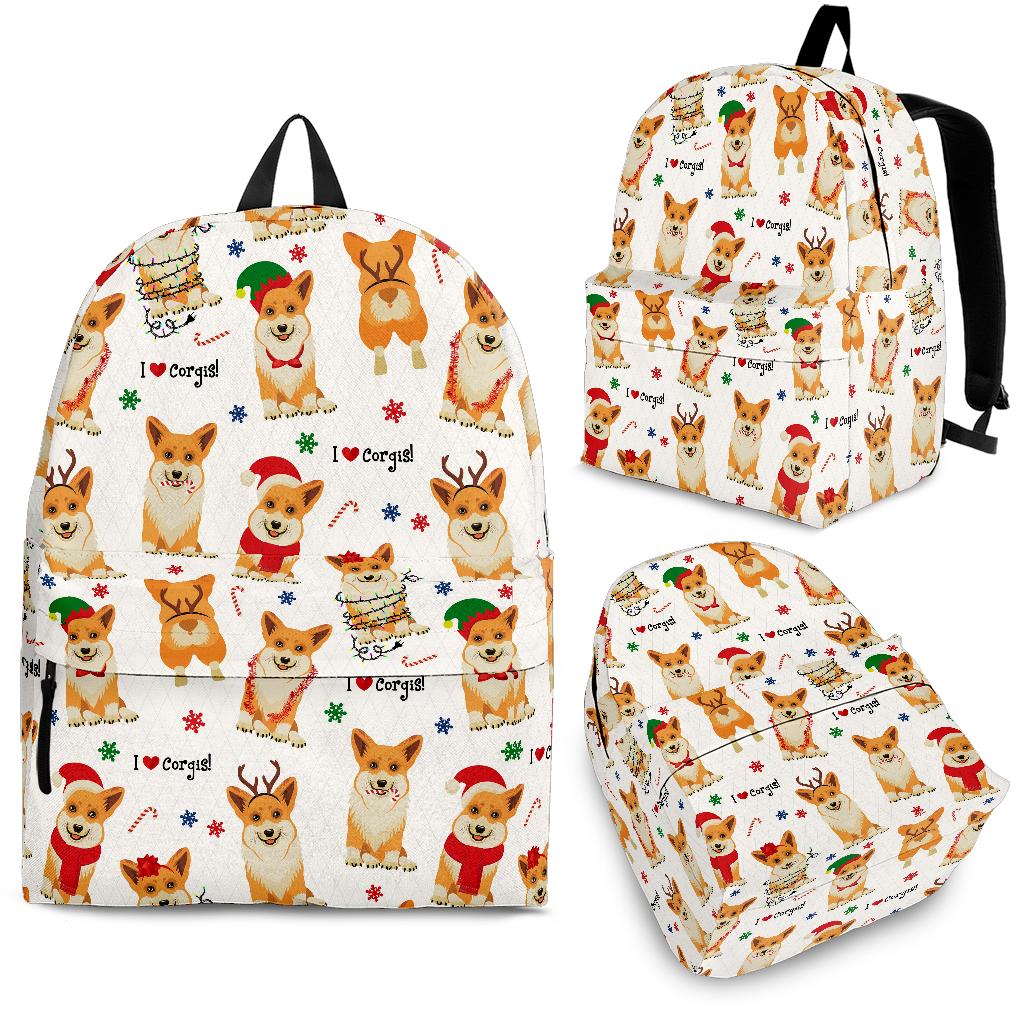 Christmas Corgi Pattern Background Backpack