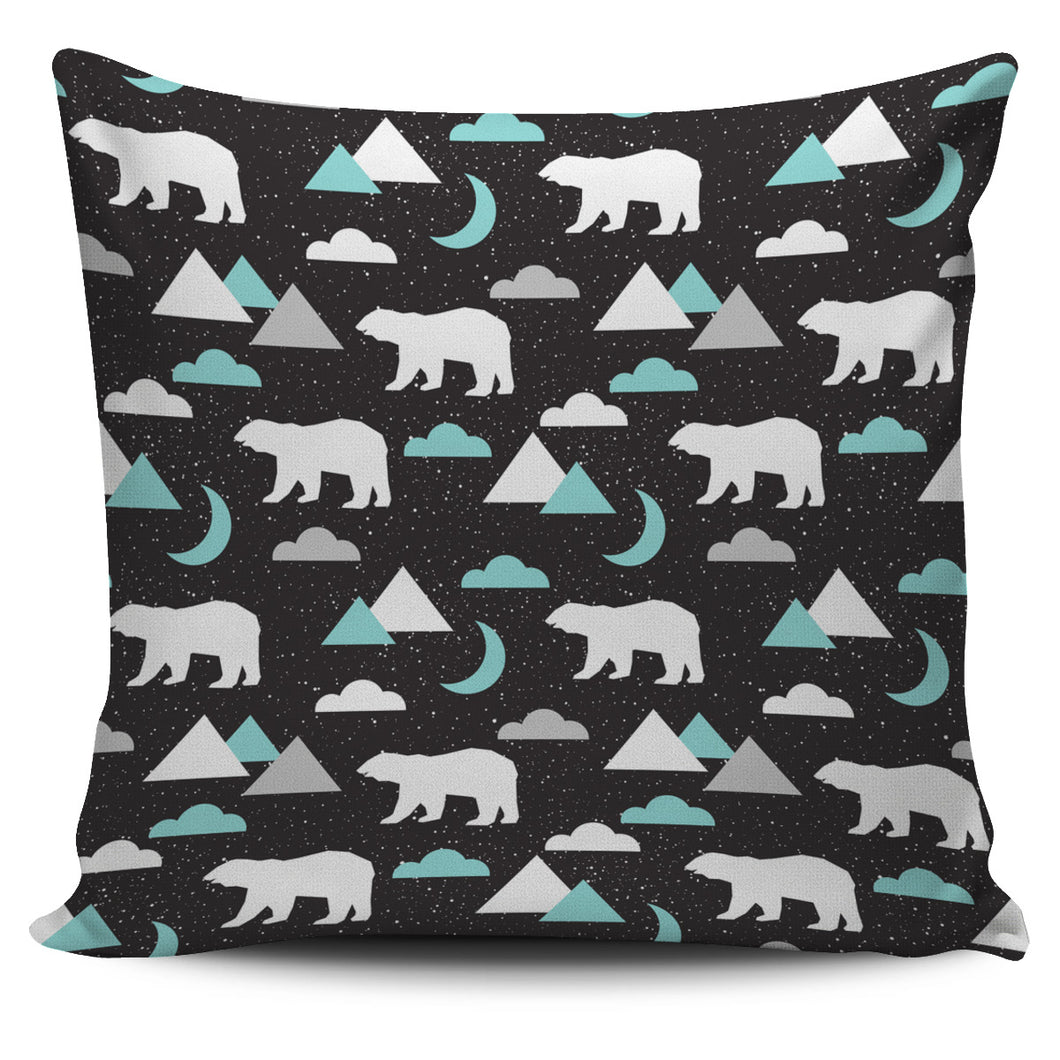 Polar Bear Moon Pattern Pillow Cover