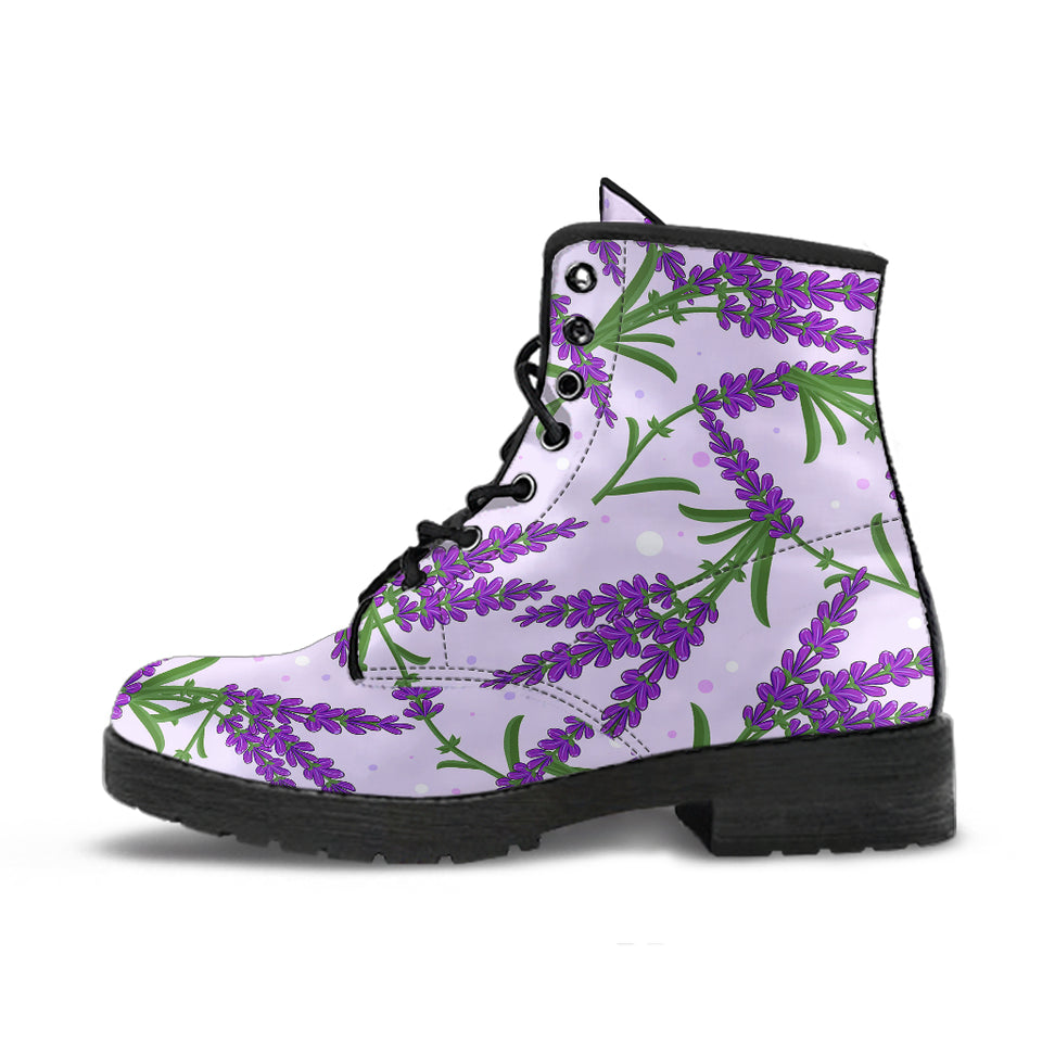 Lavender Pattern Leather Boots