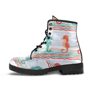 Seahorse Pattern Theme Leather Boots