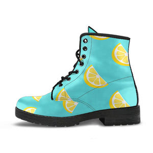 Lemon Theme Pattern Leather Boots