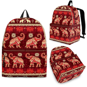 Elephant Red Pattern Ethnic Motifs Backpack