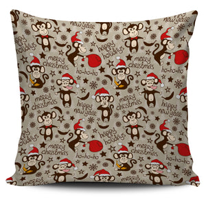 Monkey Christmas Pattern Pillow Cover
