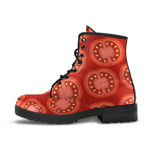 Sliced Tomato Pattern Leather Boots