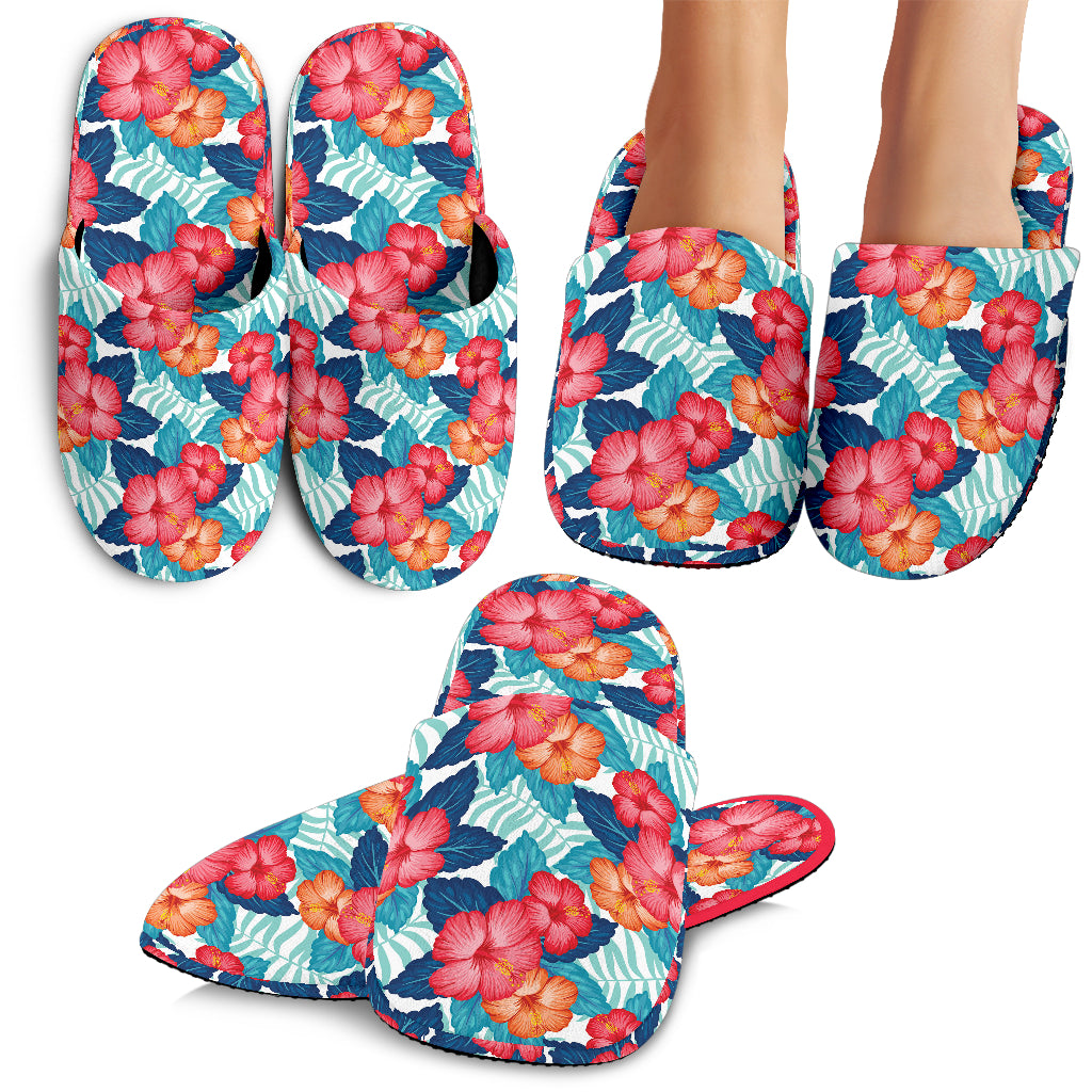 Hibiscus Pattern Print Design 05 Slippers