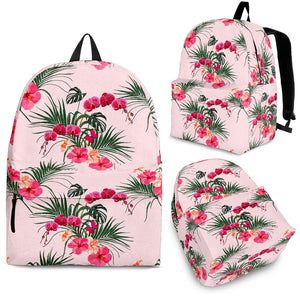 Red Pink Orchid Hibiscus Pattern Backpack