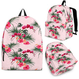 Red Pink Orchid Hibiscus Pattern Backpack