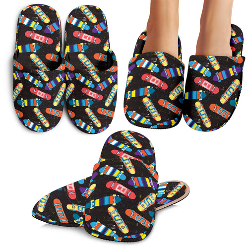 Skate Board Pattern Print Design 02 Slippers