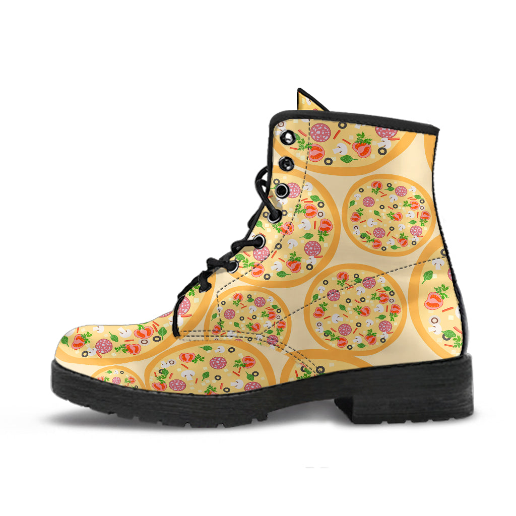 Pizza Theme Pattern Leather Boots