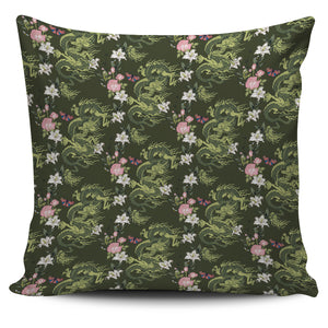 Green Dragon Rose Flower Pattern Pillow Cover