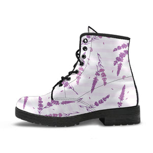 Lavender Pattern Stripe Background Leather Boots