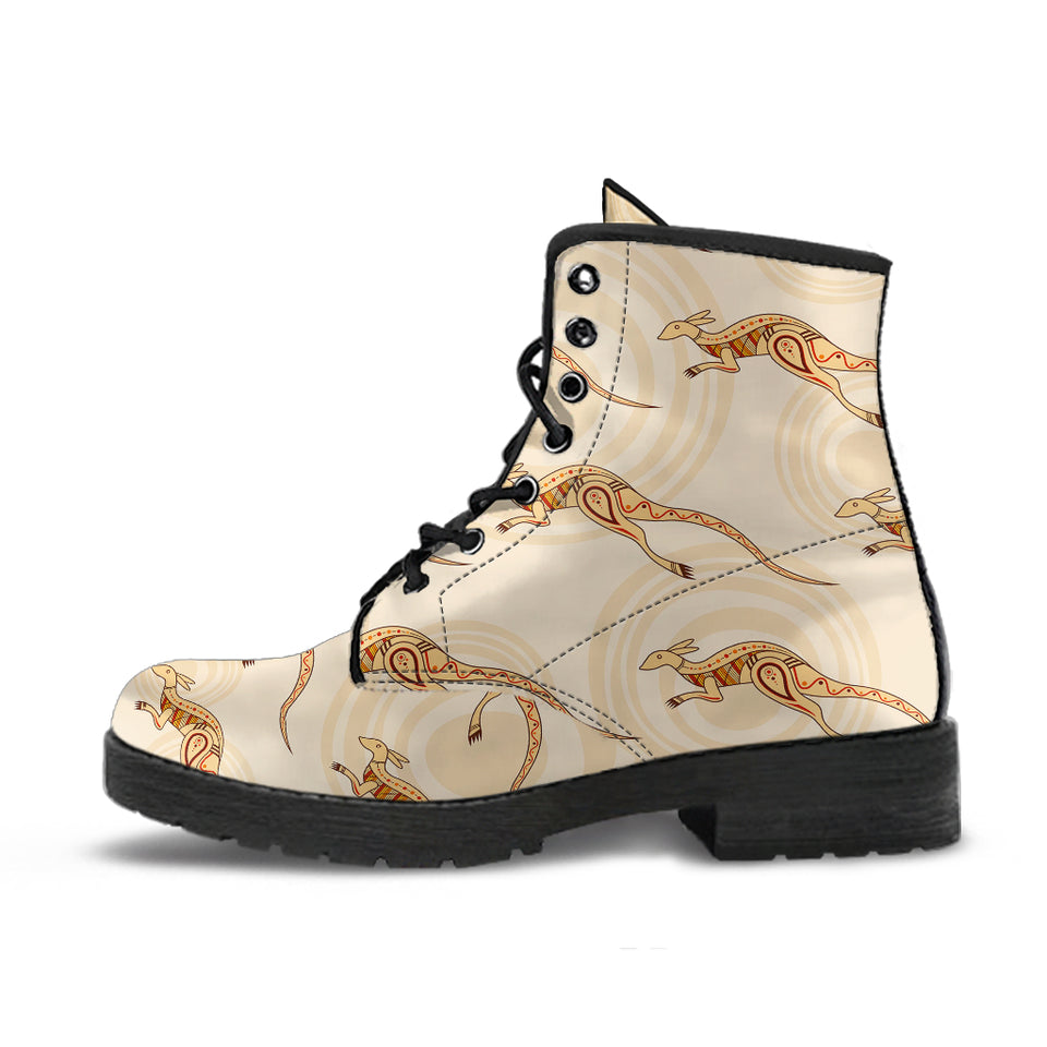 Kangaroo Aboriginal Pattern Background Leather Boots