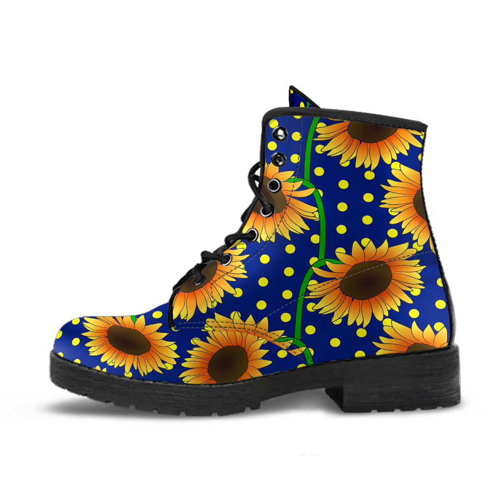 Sunflower Pokka Dot Pattern Leather Boots