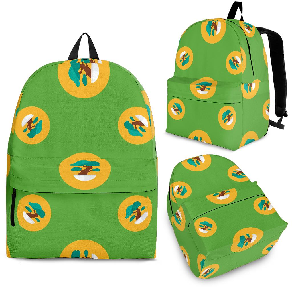 Bonsai Pattern Green Background Backpack