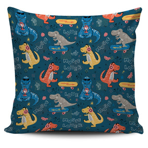 Dinosaur Music Skating Pattern Pillow Cover