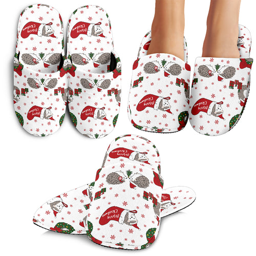 Hedgehog Pattern Print Design 05 Slippers