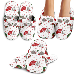 Hedgehog Pattern Print Design 05 Slippers