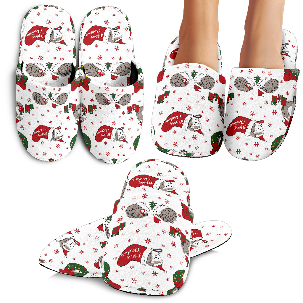 Hedgehog Pattern Print Design 05 Slippers