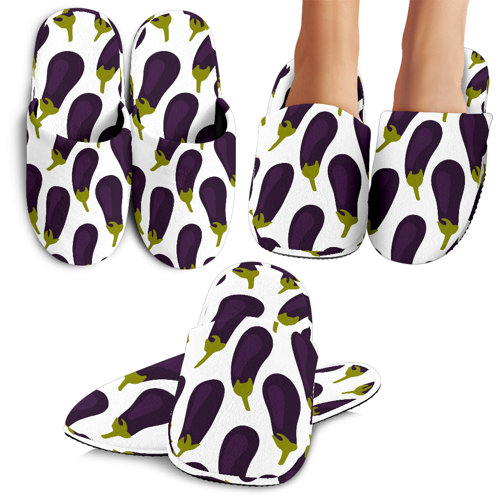 Eggplant Pattern Print Design 01 Slippers