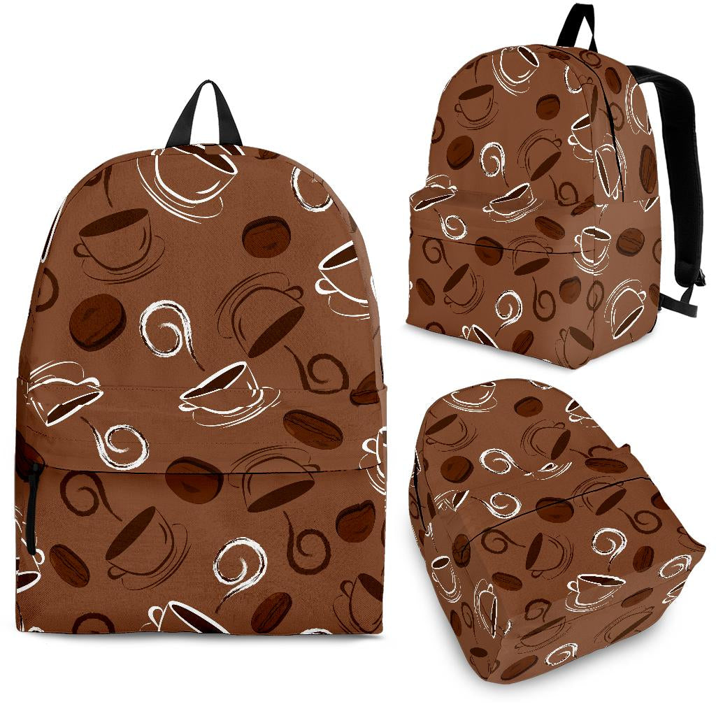 Coffee Cup and Coffe Bean Pattern Backpack
