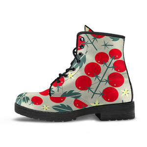 Hand Drawn Tomato Pattern Leather Boots