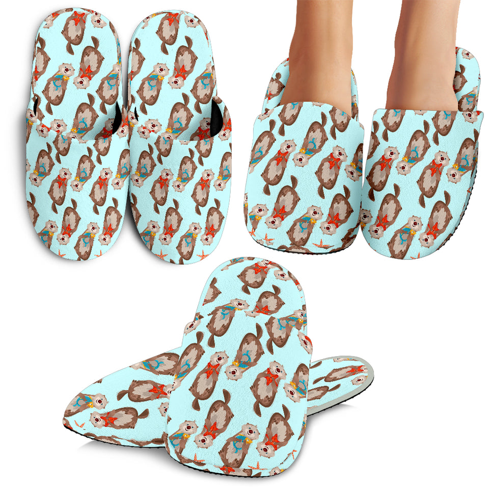 Otter Pattern Background Slippers