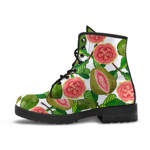 Guava Leaves Pattern Leather Boots