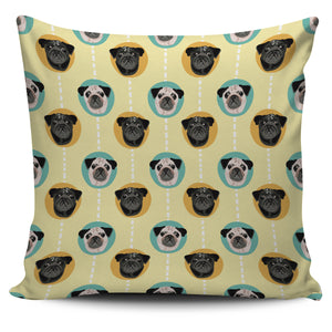 Pug Head Pattern Pillow Cover