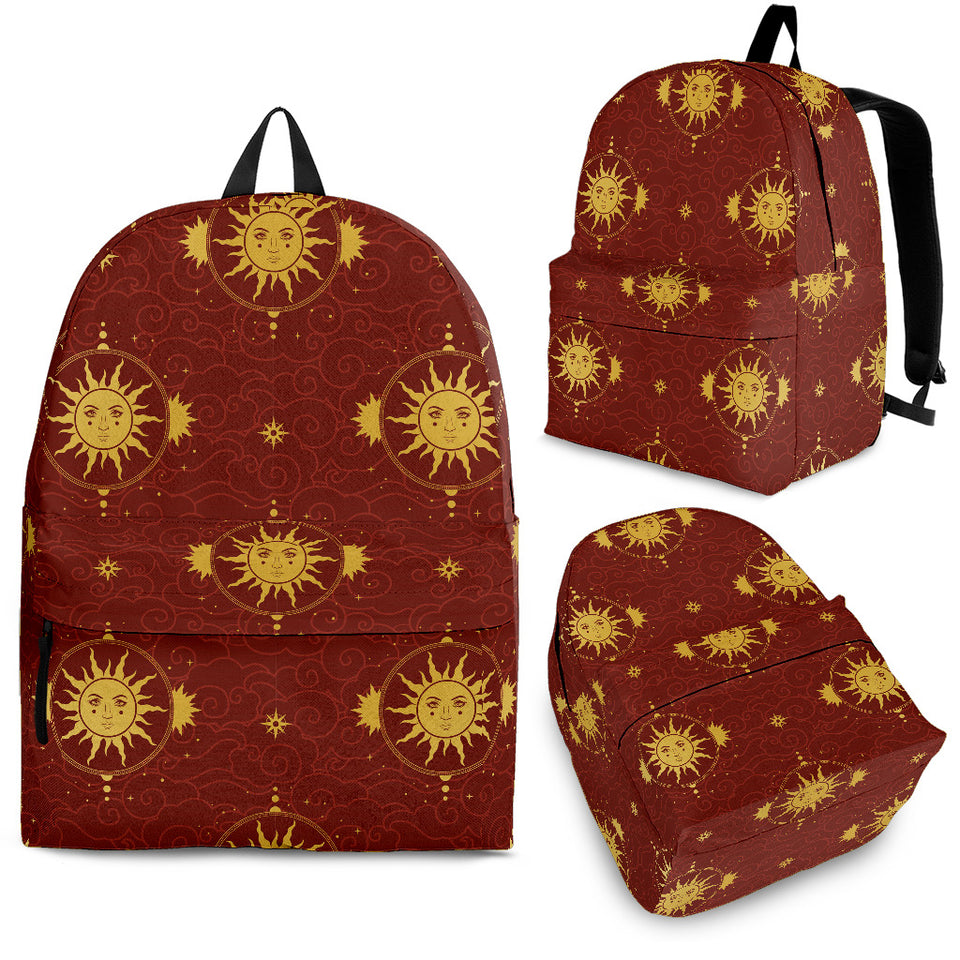 Sun Pattern Red Background Backpack