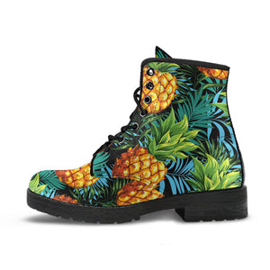 Pineapple Pattern Leather Boots