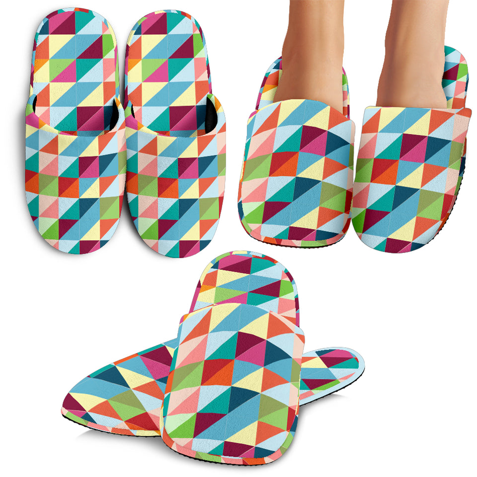 Rainbow Geometric Pattern Slippers