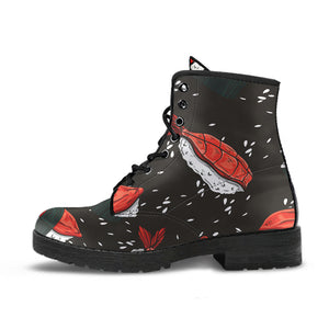 Sushi Theme Pattern Leather Boots