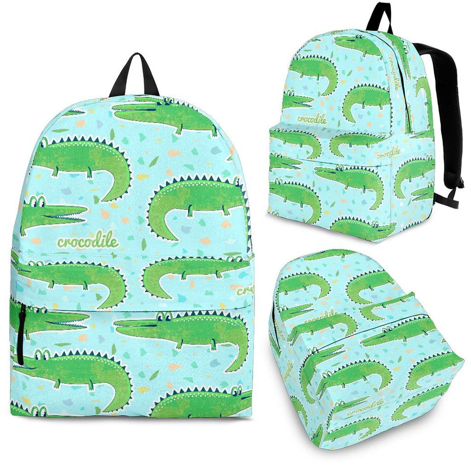 Crocodile Pattern Blue background Backpack