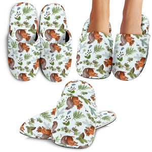 Squirrel Pattern Print Design 02 Slippers