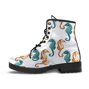 Seahorse Pattern Background Leather Boots