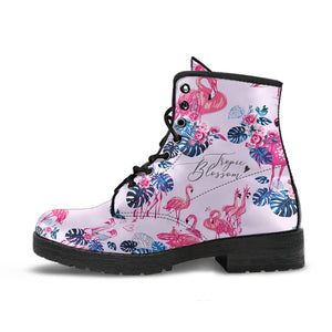 Flamingo Pink Pattern Leather Boots