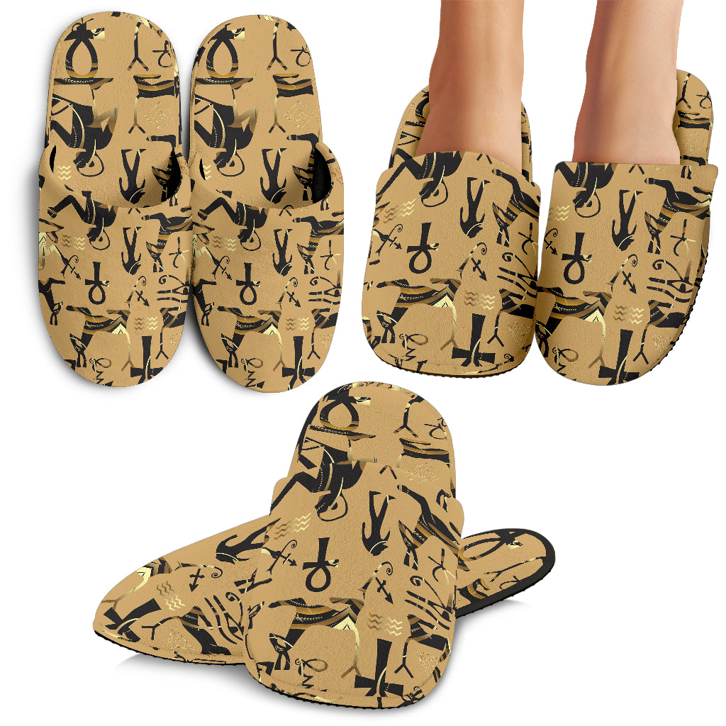 Egypt Hieroglyphics Pattern Print Design 02 Slippers