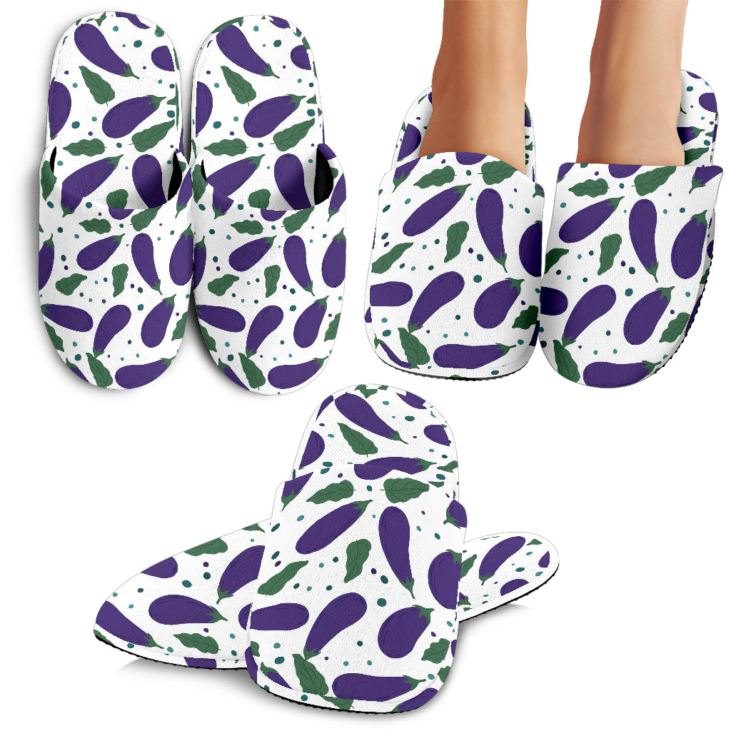 Eggplant Pattern Print Design 05 Slippers