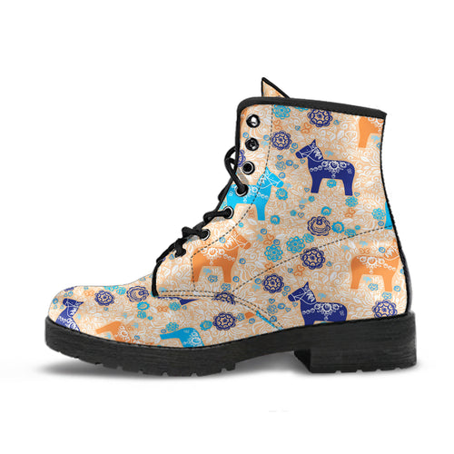 Cute Horse Pattern Leather Boots