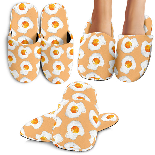 Fried Eggs Pattern Print Design 01 Slippers